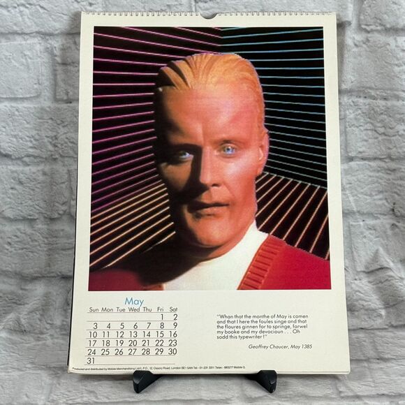 1987 Max Headroom Calendar Same Dates As 2026 2037 Catch The Wave Art Of Noise - Picture 3 of 5